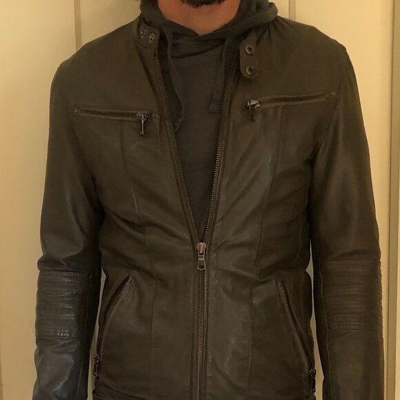 Politix Cafe Racer Leather Jacket (Men's Small) - Picture 3 of 4